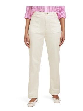 Chaps Cream Straight-Leg Jeans with Front Patch Pockets